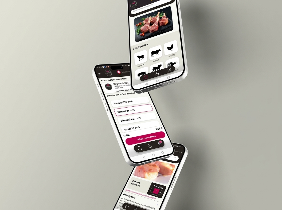 Mockup app — Écrans de l'application B2B